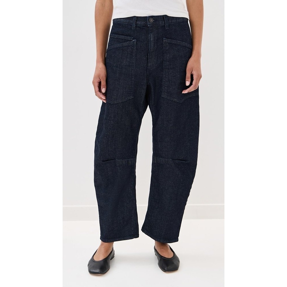 Nili Lotan Shon Jeans Curved Leg Indigo Rinse Dark Wash 10193W45 Women Size 32